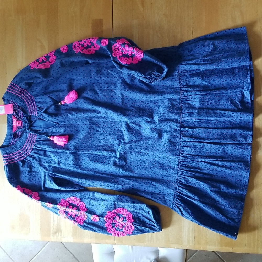 Lilly Pulitzer Lucee Dress, Oyster Bay Navy Bayside Eyelet, Size S Small - Picture 5 of 13